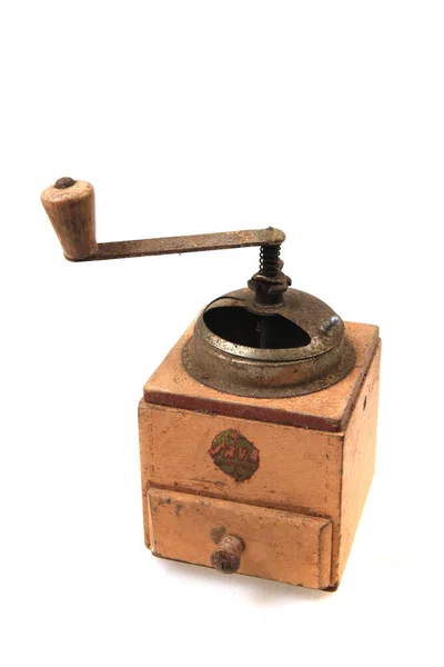Vintage Coffee Mill Isolated White Background — Stock Photo, Image