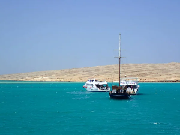 Visa Från Havet Båt Egypten Röda Havet — Stockfoto