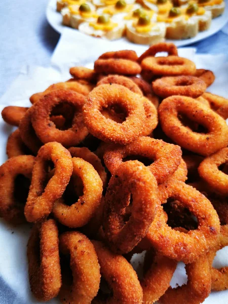 Fried Onion Rings Very Nice Food Background — Stock Photo, Image