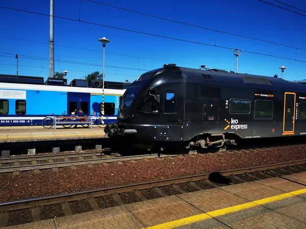 stock image Ostrava Svinov, Czech republic - January 05th 2020 - photo of train station with Leo Express  train