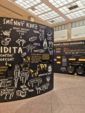 Prag, Çek Cumhuriyeti - 21 Nisan 2024 - Czech Ulusal Bankası - para ve banknotlar sergisi