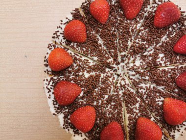 çok güzel yemek arka plan olarak taze Çilekli pasta