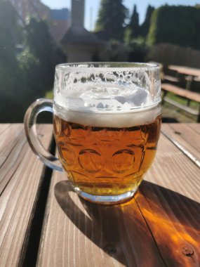 Güneşli bir günde bahçede czech birası