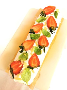 çok güzel yemek arka plan olarak taze Çilekli pasta