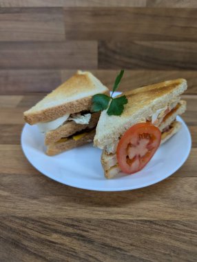 Taze sağlıklı sandviç, güzel bir yemek geçmişi.