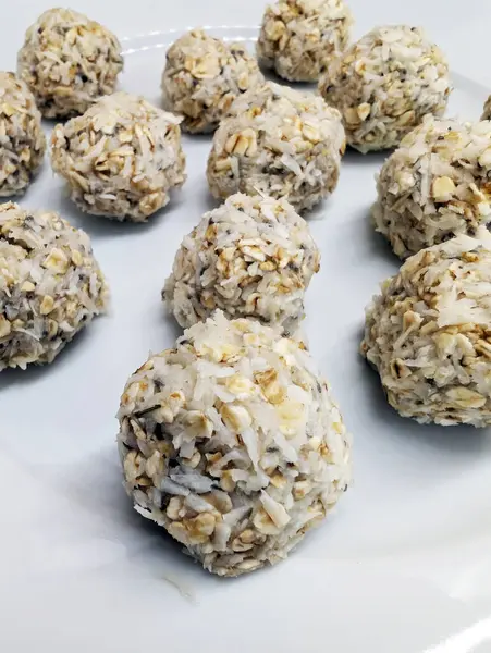 Hindistan cevizi topları sağlıklı yemek arka planı olarak tatlı