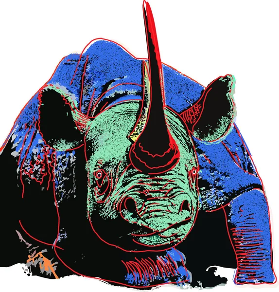 白背景载体上的Andy Warhol Rhinoceros分离10 — 图库矢量图片