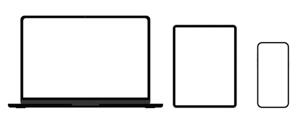 Laptop Tablet Mobiel Witte Achtergrond Vector Eps — Stockvector