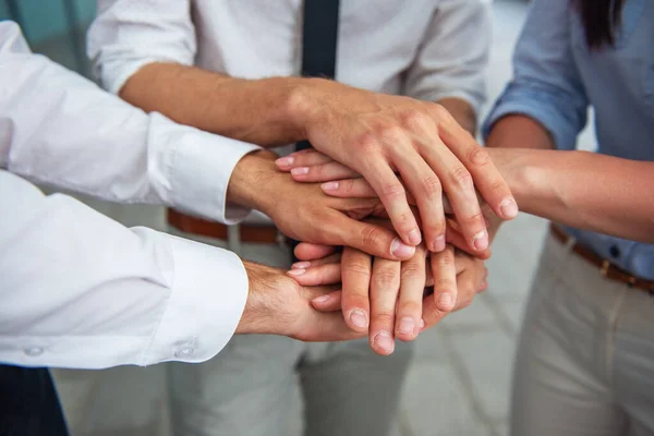 Cropped Image Young Business Team Holding Hands Together — Stock Photo, Image