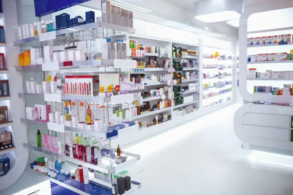 Modern pharmacy with variety of medications and cosmetics for everyone
