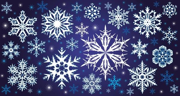 Набір Білих Сніжинок Синьому — стоковий вектор