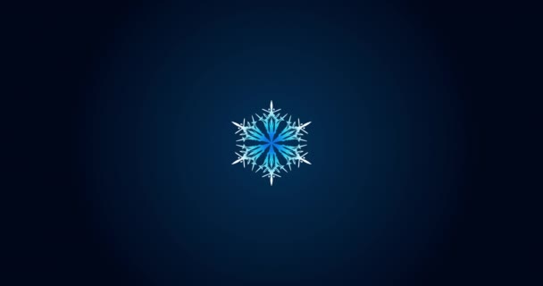Анимированная Снежинка Темно Синем Фоне Высококачественные Кадры — стоковое видео