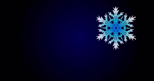 Geanimeerde Sneeuwvlok Donkerblauwe Achtergrond Hoge Kwaliteit Beeldmateriaal — Stockvideo