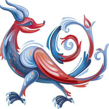 Ortaçağ mitolojik yaratığı, İlluminati el yazması ilham, romansı tarzı, hayvani