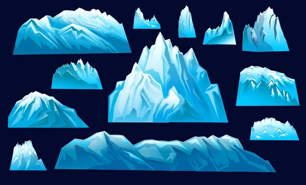 氷山のセット 冷凍凍されたブロックの氷山 隔離されるベクトル イラスト — ストックベクタ