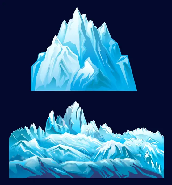 Iceberg Snow Covered Mountains Elements Design Vector Illustration Isolated — Stock Vector