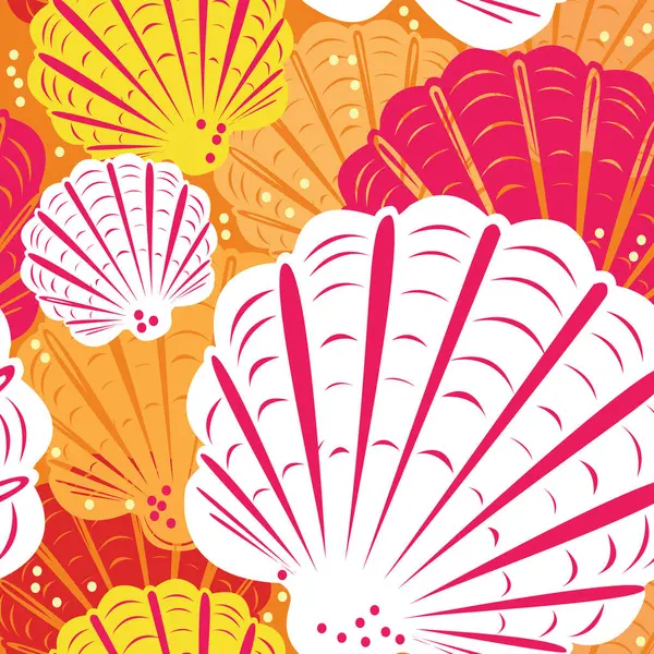 Seamless Shell Pattern Colorful Beach Motives Vector Graphics