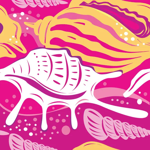 Seamless Shell Colorful Pattern Beach Motives Stock Illustration