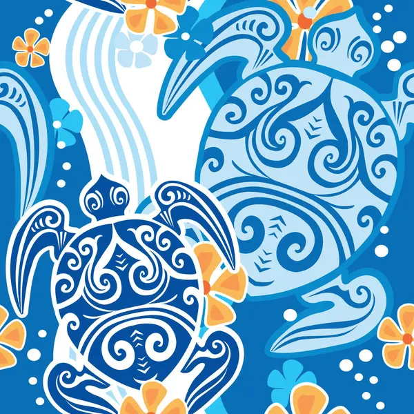 Colorful Pattern Turtle Beach Motives Stock Illustration