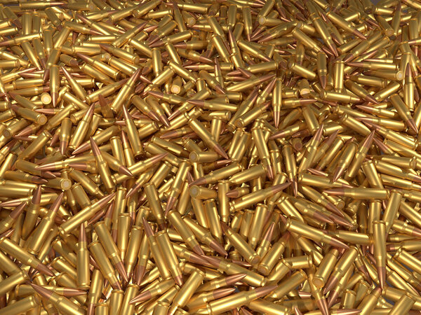 a lot of 3d rendered bullets
