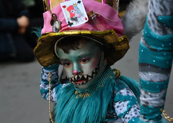 Torrevieja Spain February 2023 Close Portrait Kid Colorful Carnival Costume — Foto de Stock