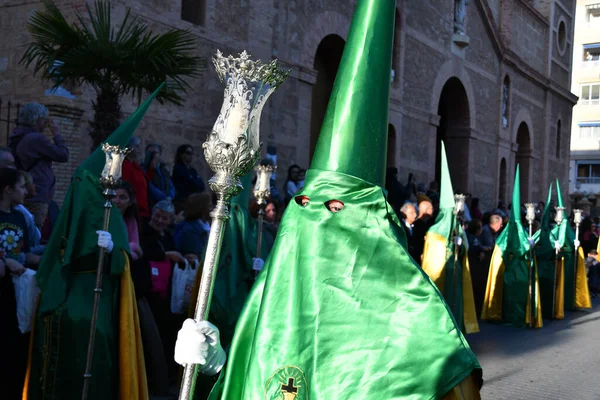托雷维加 西班牙 2023年4月7日 Nazarenos在西班牙圣周游行期间 — 图库照片