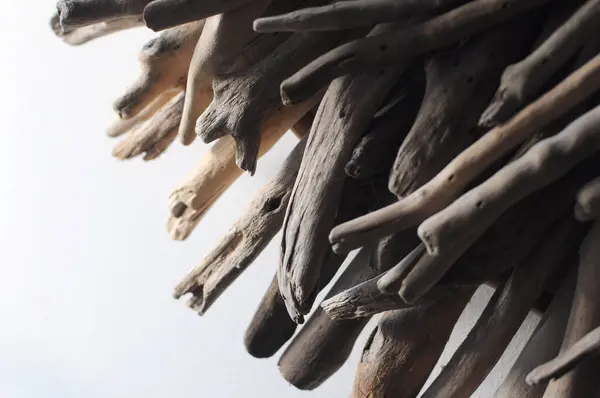 Driftwood Művészet Közelről Egy Pálcikákból Készült Dekoráció Kézzel Készített Tervezés Stock Kép