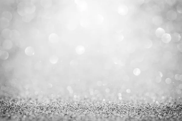 Silver Glitter Abstrakt Glänsande Bokeh Bakgrund Jul Stockfoto
