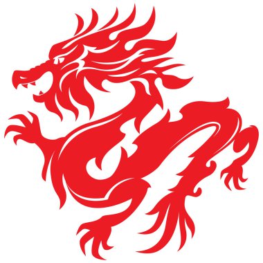 Oriental Dragon vektör illüstrasyonu kırmızı ile