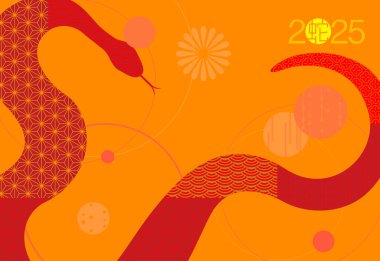 Çağdaş tasarımlı Yılan arkaplan vektör illüstrasyonunun Çin Yeni Yılı