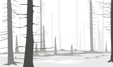 Kışın orman manzarasında taşıyıcı geyik çizimi