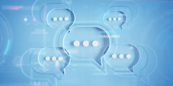 Minimalista Kék Beszéd Buborékok Beszélni Ikonok Lebeg Háttérben Modern Beszélgetés — Stock Fotó
