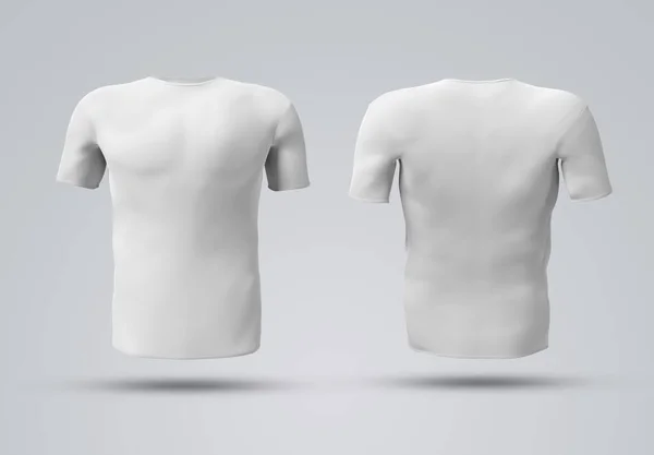 Camiseta Branco Isolada Com Sombra Mockup Modelo Camisa Vazia Fundo — Fotografia de Stock