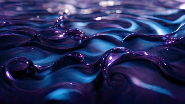 Purple and blue glossy abstract liquid wallpaper. Texture imitating painting with shiny details. 3D rendering background for graphic design, banner, illustration and poster