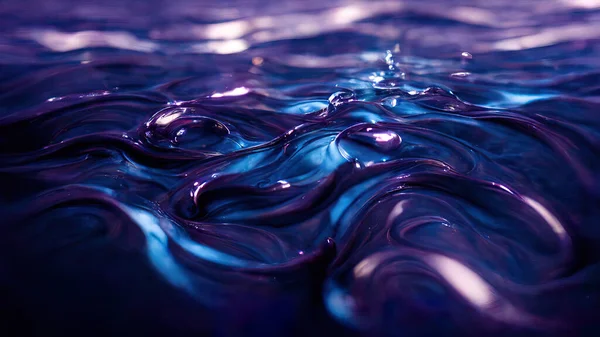 Purple and blue glossy abstract liquid wallpaper. Texture imitating painting with shiny details. 3D rendering background for graphic design, banner, illustration and poster