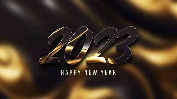 2023问候语金光闪闪 关于背景 平面设计 招贴画的新年黄金文 3D渲染 — 图库照片