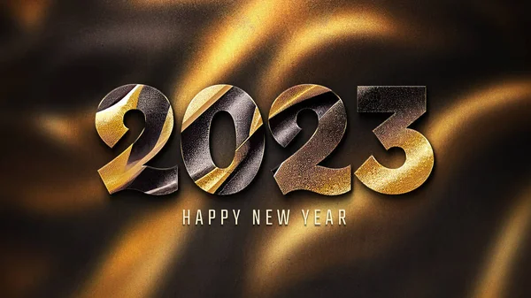 2023 Pozdrowienia Złotym Efektem Błyszczący Szczęśliwego Nowego Roku Tekst Tle — Zdjęcie stockowe
