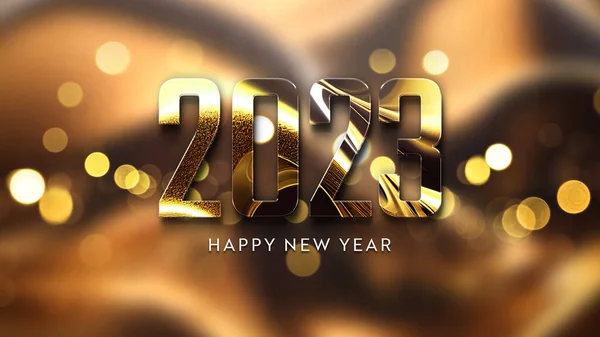 2023 Begroetingen Met Gouden Effect Glanzend Gelukkig Nieuwjaar Tekst Goud — Stockfoto