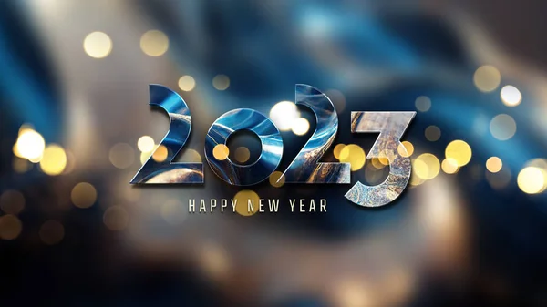 2023 Saudações Com Efeito Dourado Feliz Ano Novo Texto Brilhante — Fotografia de Stock