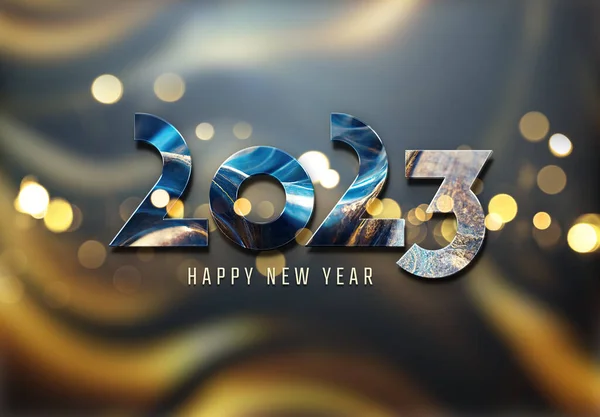 2023 Saudações Com Efeito Dourado Brilhante Feliz Ano Novo Texto — Fotografia de Stock
