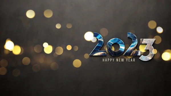 2023 Приветствия Золотым Эффектом Шинный Новогодний Текст Бетоне Фона Графического — стоковое фото