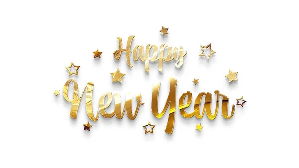 Frohe Neujahrsgrüße Mit Goldenem Effekt Glänzende Feier Text Isoliert Auf — Stockfoto