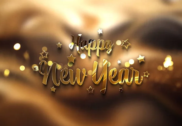 Happy New Year Greetings Golden Effect Shiny Celebration Text Gold — Stock Photo, Image