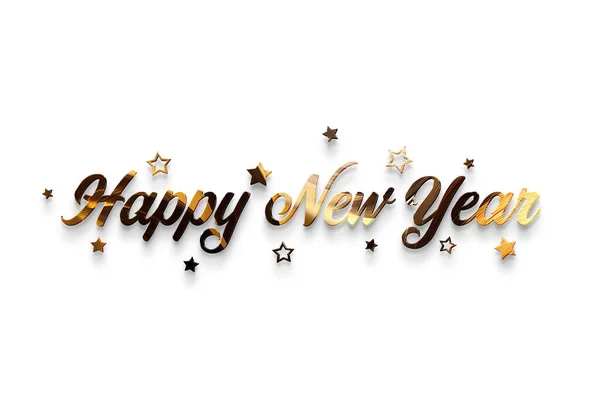 Happy New Year Greetings Golden Effect Shiny Celebration Text Isolated — Stock Photo, Image