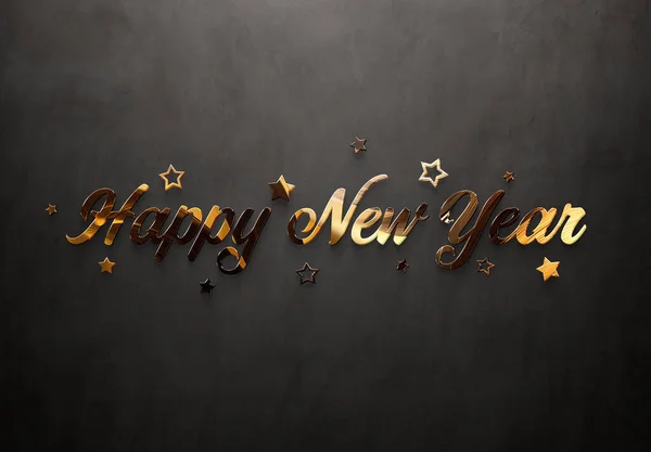 Fijne Nieuwjaarsgroeten Met Gouden Effect Glanzende Viering Tekst Beton Voor — Stockfoto