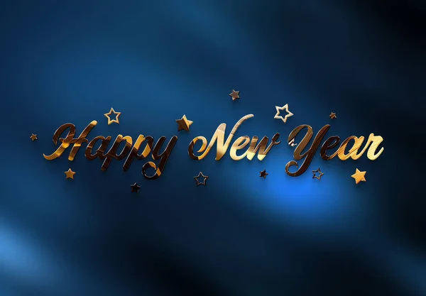 Frohe Neujahrsgrüße Mit Goldenem Effekt Glänzende Feier Text Auf Dunkelblau — Stockfoto