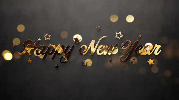 Feliz Ano Novo Saudações Com Efeito Dourado Texto Celebração Brilhante — Fotografia de Stock
