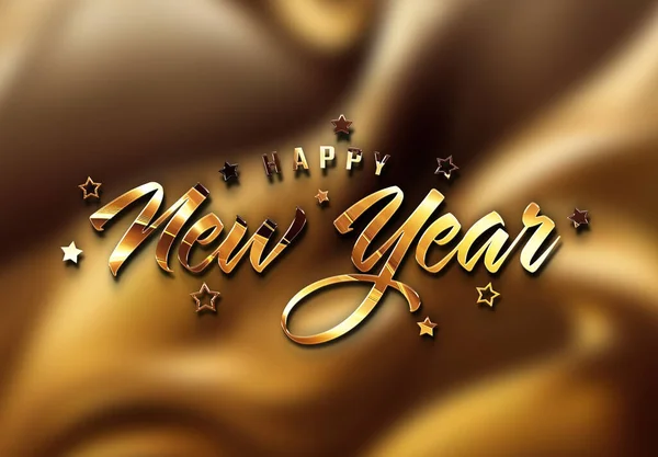 黄金の効果を持つ幸せな新年の挨拶 グラフィックデザイン バナー イラスト ポスターのための金の光沢のあるお祝いテキスト 3Dレンダリング — ストック写真