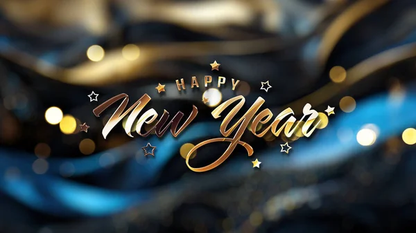 Fijne Nieuwjaarsgroeten Met Gouden Effect Glanzende Viering Tekst Donkerblauw Voor — Stockfoto