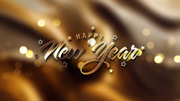 Feliz Año Nuevo Saludos Con Efecto Dorado Texto Brillante Celebración — Foto de Stock